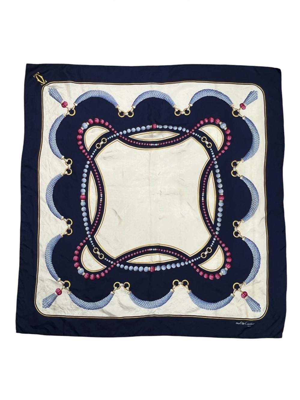 Vintage Cartier Les Must De Cartier Paris Silk Scarf - Picture 2 of 9